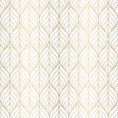 Wall Mural - seamless ogee pattern, luxury gold striped and wavy line repeat background, vector illustration.