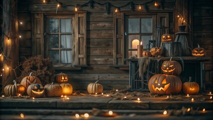 Canvas Print - halloween pumpkin lantern