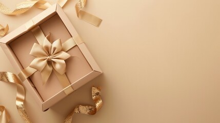 Sticker - Elegant Gift Box With Golden Ribbon