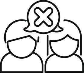 Poster - Man and woman are thinking the same negative thought, represented by a cross sign in a speech bubble above their heads