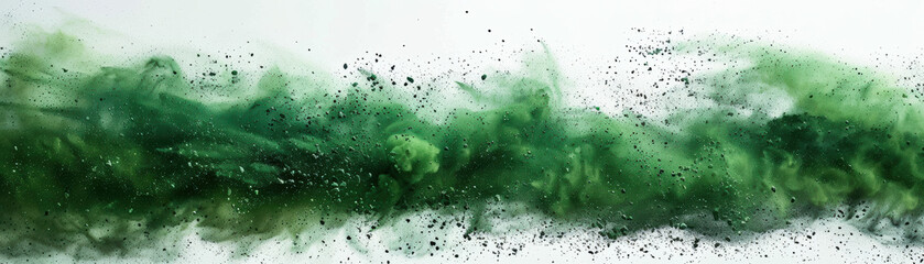 Wall Mural - Abstract green smoke against white background, conveying a sense of mystery, movement, and energy. Great for creative, artistic, and design projects.