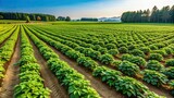 A vast field of ginseng plants growing in a rural farming community , ginseng, field, rural, farming, agriculture