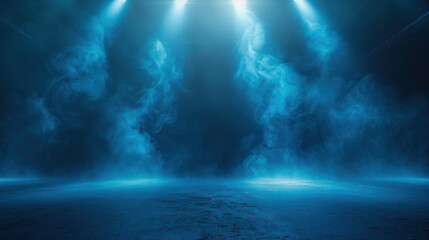Wall Mural - a mesmerizing abstract background featuring smoky blue illuminated by bright spotlights, creating an