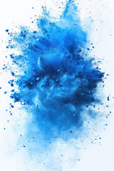 Wall Mural - Vivid explosion of blue powder on a white background, capturing energy, motion, and vibrant color in dynamic abstract art.