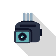 Poster - Action camera is recording extreme sports activity in a flat design style with a long shadow
