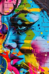 Canvas Print - Vibrant Street Art Mural on a Brick Wall in an Urban Alley