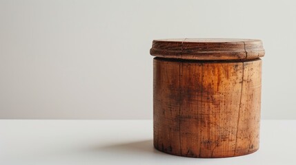 Poster - Wooden container against white backdrop