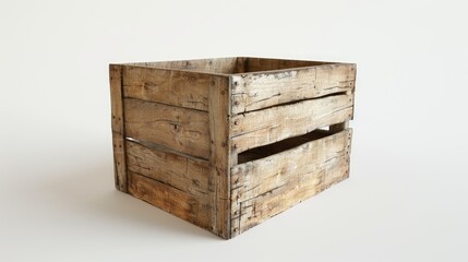 Poster - Wooden container against white backdrop