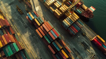 Wall Mural - A large number of shipping containers are stacked in a port