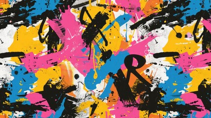 Wall Mural - Graffiti pop art background on the wall. Graphic design. Art abstract colorful pattern wallpaper art Abstract Hand Spray Paint Camouflage Brush Strokes