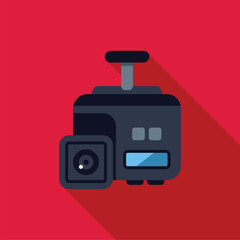 Poster - Black box car dvr with suction cup mount recording time and speed