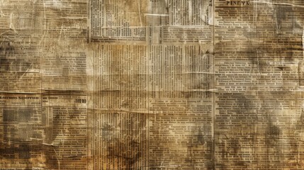 Wall Mural - Old newspaper background, brown grunge newsprint texture, Brown paper banner background. vintage wallpaper pattern, poster design. 