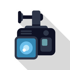 Poster - Action camera is recording, with an external microphone attached, ready for adventure