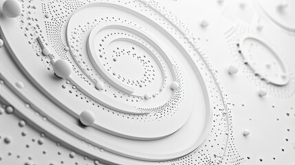 Poster - white geometric background. white abstract minimalist background with circle lines and dot pattern.