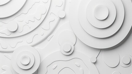 Poster - white geometric background. white abstract minimalist background with circle lines and dot pattern.