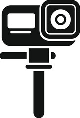 Poster - Compact action camera standing on a monopod is ready for capturing thrilling adventures