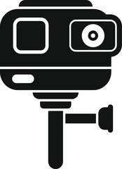 Sticker - Black silhouette of an action camera securely attached to a selfie stick, ready for adventure