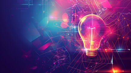 Poster - Abstract light bulbs with vibrant background representing ideas and innovation. Artistic concept of creativity and inspiration.