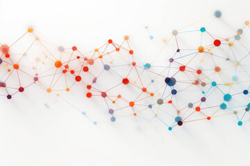 Intricate Network of Multicolored Nodes Connected by Thin Lines Creating a Web of Connectivity