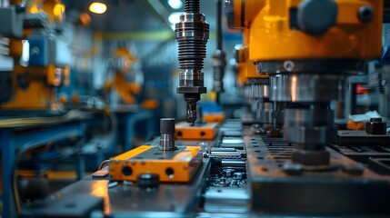 Poster - Detailed Shot of Precision Metalworking Machinery and Tools in an Engineering Workshop