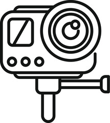 Poster - Line drawing of an action camera mounted on a gimbal stabilizer, capturing smooth and steady footage