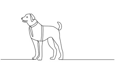 Wall Mural - continuous line drawing cute dog, Continuous one line drawing of a dog. Dog one line drawing minimalist style