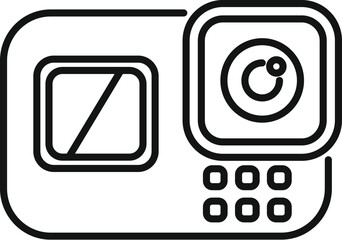 Poster - Line icon of a digital action camera, perfect for representing extreme sports and adventure activities