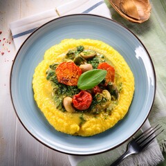 Wall Mural - vegetarian polenta dish, AI generated