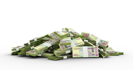 Wall Mural - 3D Stacks of Mongolian Tugrik notes isolated on transparent background, Mongolia Togrog bundles
