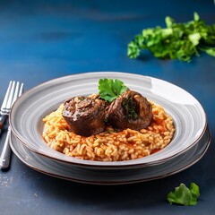 Wall Mural - Homemade traditional Risotto alla Milanese and Ossobuco