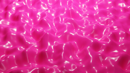 Poster - Pink background. Liquid surface. Pink paint background. Simple texture. Wallpaper for site. Glamorous background. Pink pattern. Wavy liquid with reflections. Decoration, screensaver. 3d image