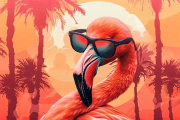 Sticker - Cool Flamingo in Sunglasses.