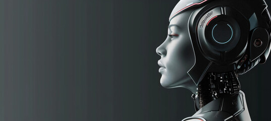 Wall Mural - Futuristic Female Cyborg Portrait.