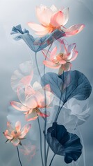 Canvas Print - Captivating Botanical Featuring Ethereal Lotus Flowers in a Nature Exhibit