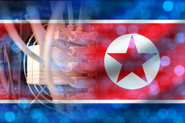 Aufkleber - Network hardware. North Korea flag. Internet equipment. Servers in North Korea. Telecommunication technologies. Supply of network equipment to DPRK concept. Internet tech for DPRK.
