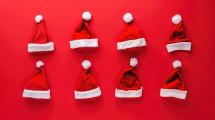 Poster - Collection of red Christmas hats