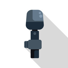 Poster - Flat design microphone icon casting a long shadow, perfect for projects related to audio recording, podcasts, and music production