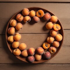 Wall Mural - Apricot fruits on wooden rustic table. Top view flat lay