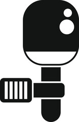 Poster - Black glyph icon of an action camera recording extreme sports with external microphone