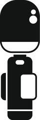 Poster - Simple black glyph representing a modern wireless microphone, useful for illustrating concepts such as podcasting, singing, and audio recording