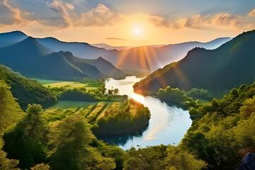 Wall Mural - sunrise over the mountains