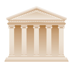 Wall Mural - Greek and Roman temple with columns. Pillar vector building. Ancient temple from Rome and Greece. Marble architecture illustration. Parthenon house, white antique palace. 3d Greek Roman column pillar