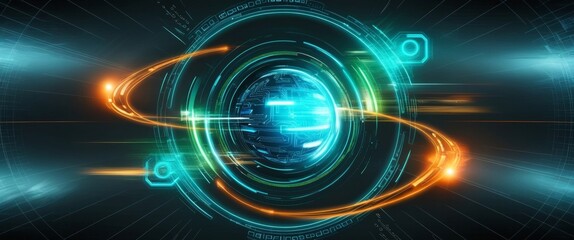 Poster - Abstract Technology Background of High-Speed Global Data Transfer, Ultra-Fast Broadband, and Digital Cyber Tech Motion