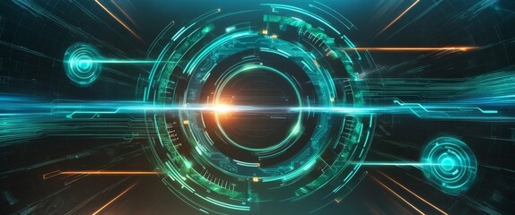 Poster - Abstract Technology Background of High-Speed Global Data Transfer, Ultra-Fast Broadband, and Digital Cyber Tech Motion