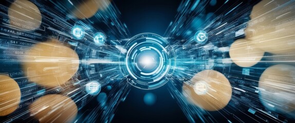 Poster - Abstract Technology Background of High-Speed Global Data Transfer, Ultra-Fast Broadband, and Digital Cyber Tech Motion