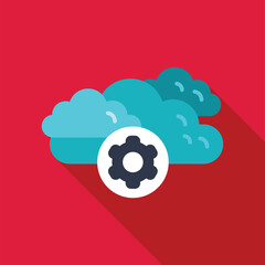 Poster - Cloud computing settings with gear icon showing data storage management