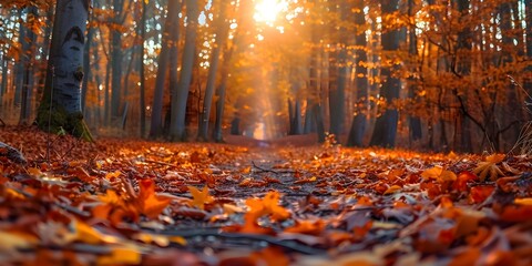 Poster - Scenic Autumn Hike Through a Vibrant Fall Forest Trail