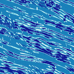 Summer blue dyed wave water pattern with broken linear stripe effect. Fresh blue underwater texture background for modern seamless nautical maritime organic style. 