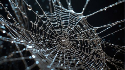 spider web with dew drops