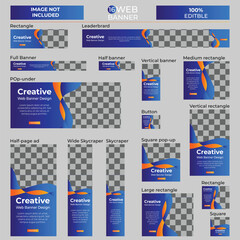 Wall Mural - Modern banner design web template Set, Horizontal header web banner.
